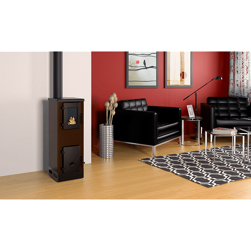 Poêle à bois Alfa Plam Vulkan S Marron 4kW, bûches | Poêles à bois air  | Poêles à bois |