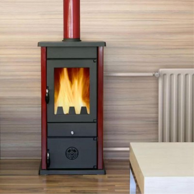 Poêle à bois MBS Vesta 10kW Rouge, bûches - MBS