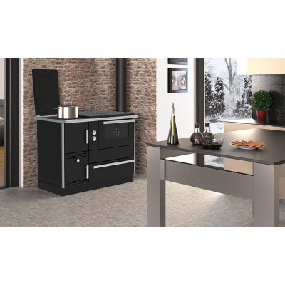 Cuisinière à bois, bouilleur Alfa Plam Alfa Term 35 Anthracite-Droit, 32kW - Cuisinières à bois bouilleur