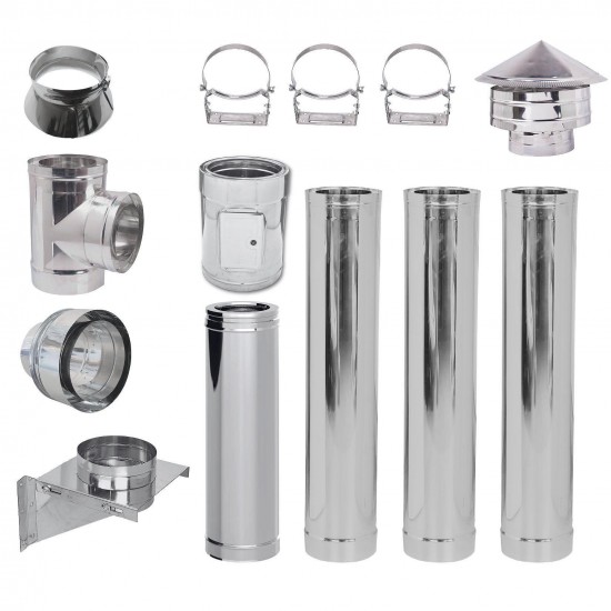 Kit conduit de cheminée Inox Isolée Ф150 (diamètre intérieur), 4,7m ...