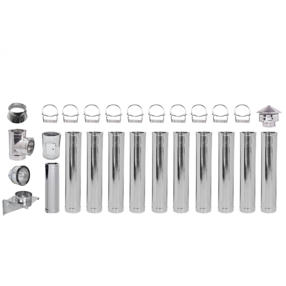 Kit conduit de cheminée en acier inoxydable isolé Ф180 (diamètre intérieur), 11,7 m | Kits conduit de cheminée | Cheminée |