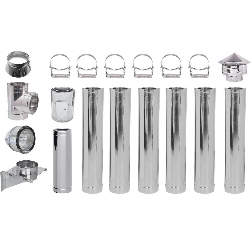 Kit conduit de cheminée Inox Isolée Ф180 (diamètre intérieur), 7,7m | Kits conduit de cheminée | Cheminée |