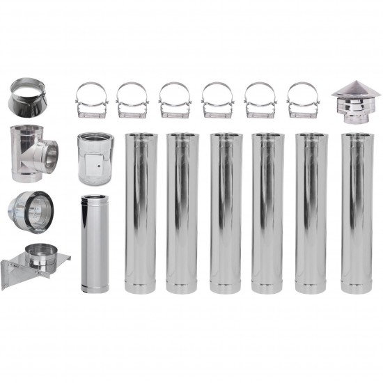 Kit conduit de cheminée Inox Isolée Ø200 (diamètre intérieur), 7,7m ...