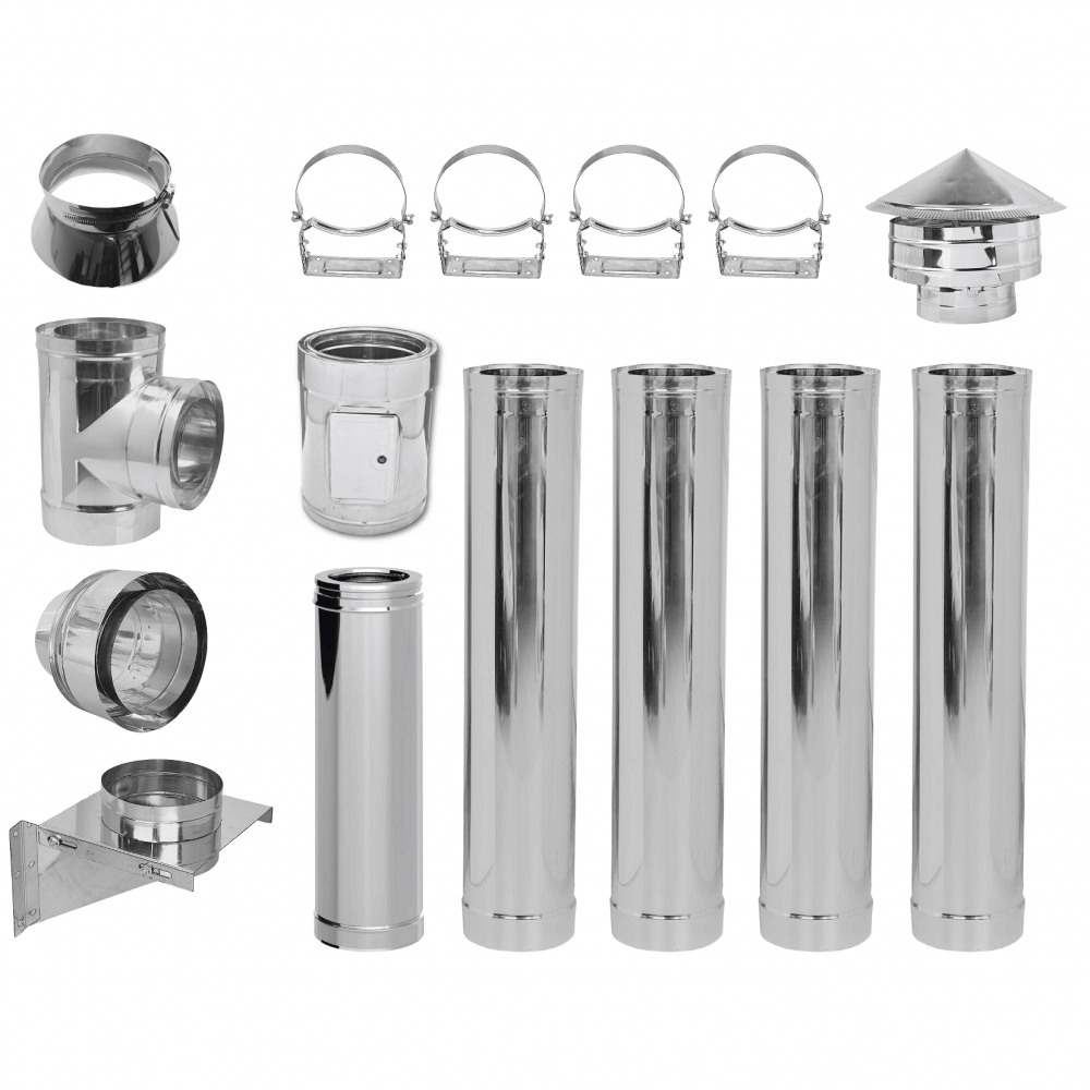 Kit conduit de cheminée Inox Isolé Ф250 (diamètre intérieur), 5.7m | Kits conduit de cheminée | Cheminée |