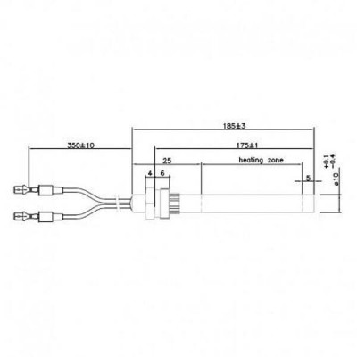 Bougie / Résistance pour poêles à granulés BURNiT, Piazzetta, Karmek, MCZ, Ungaro, Superior, Cadel et d'autres, longueur totale 185 mm, 350W - Bougie pour poêles à granulés