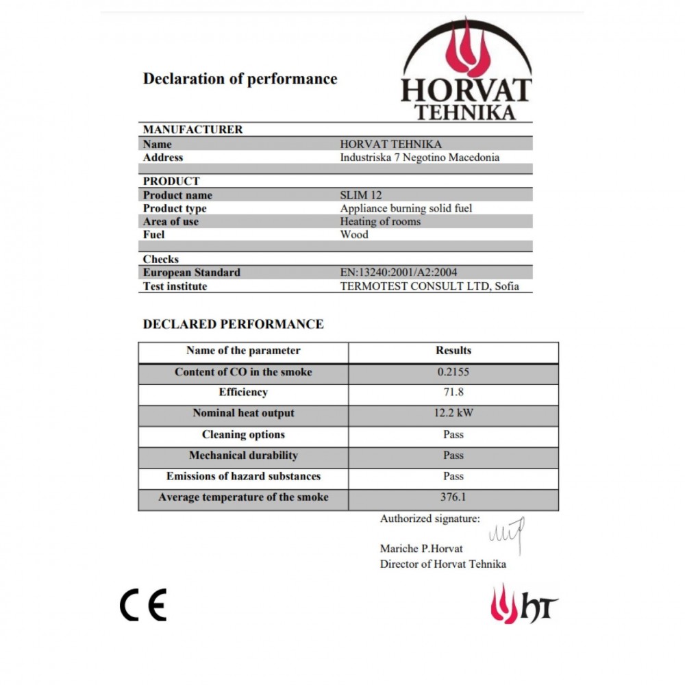 Poêle à bois Horvat Slim 12, 12.2 kW | Poêles à bois air  | Poêles à bois |