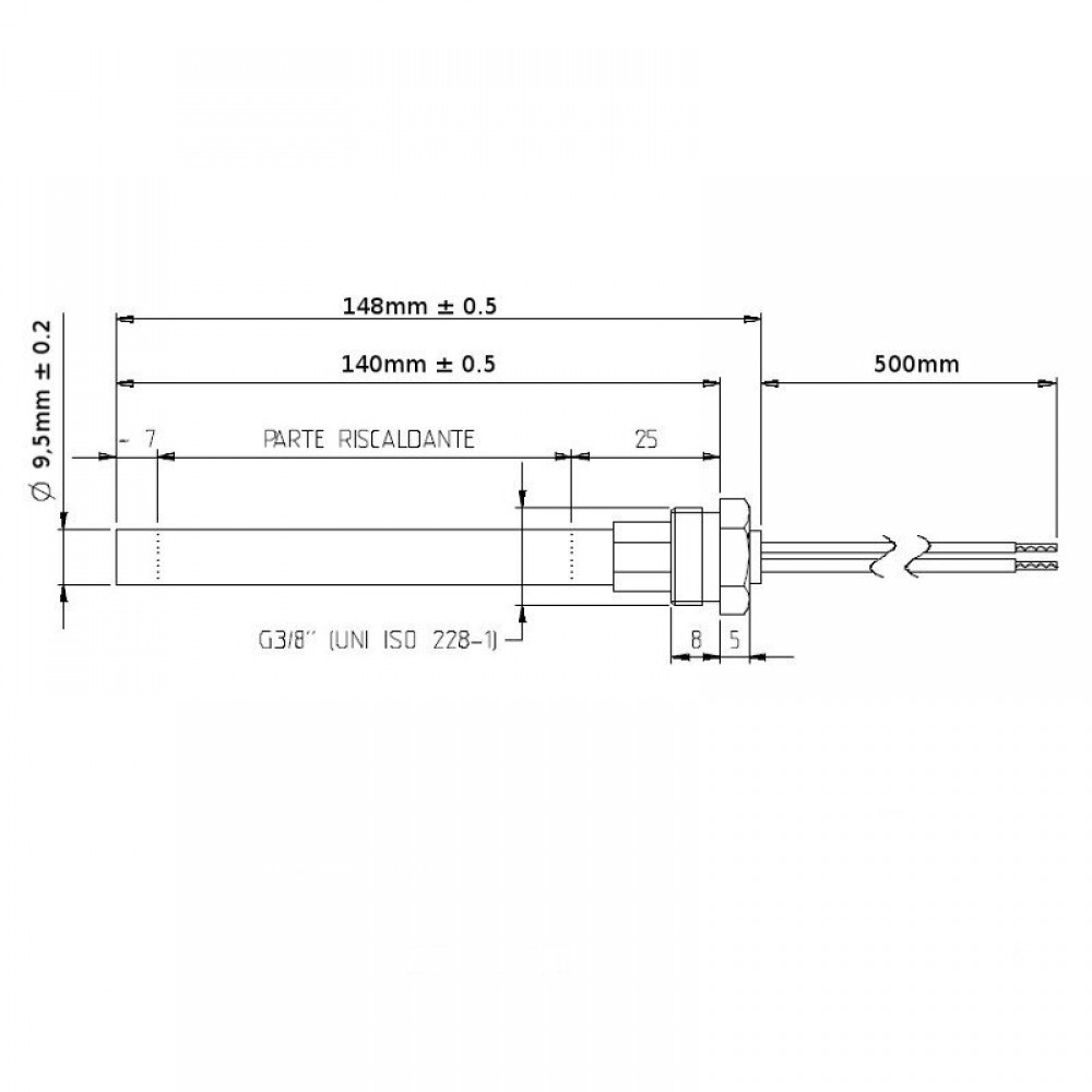 Bougie / Résistance pour Pellet Stove McZ, rouge et autres, longueur totale 148 mm, 350W | Bougie | Pièces détachées pour poêles à granulés |