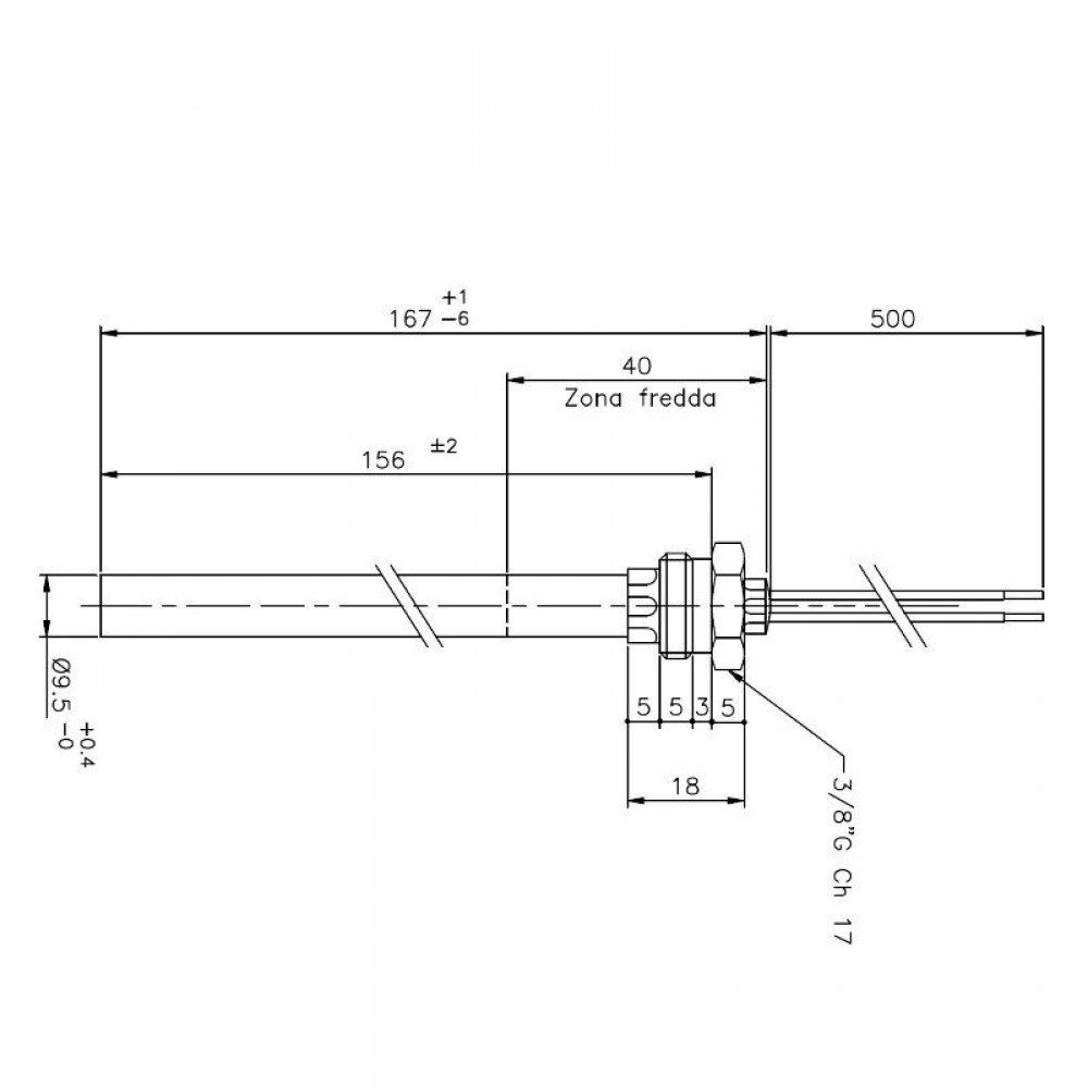 Bougie / Résistance pour le poêle à granulés Ecoteck, Ravelli et autres, longueur totale 167 mm, 250W | Bougie | Pièces détachées pour poêles à granulés |