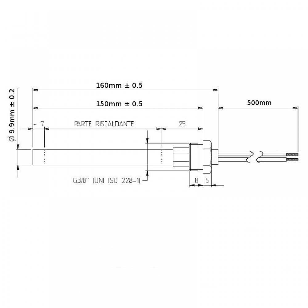 Bougie / Résistance pour poêles à granulés Ungaro, Vibrok, Lincar, longueur totale 160 mm, 300W | Bougie | Pièces détachées pour poêles à granulés |