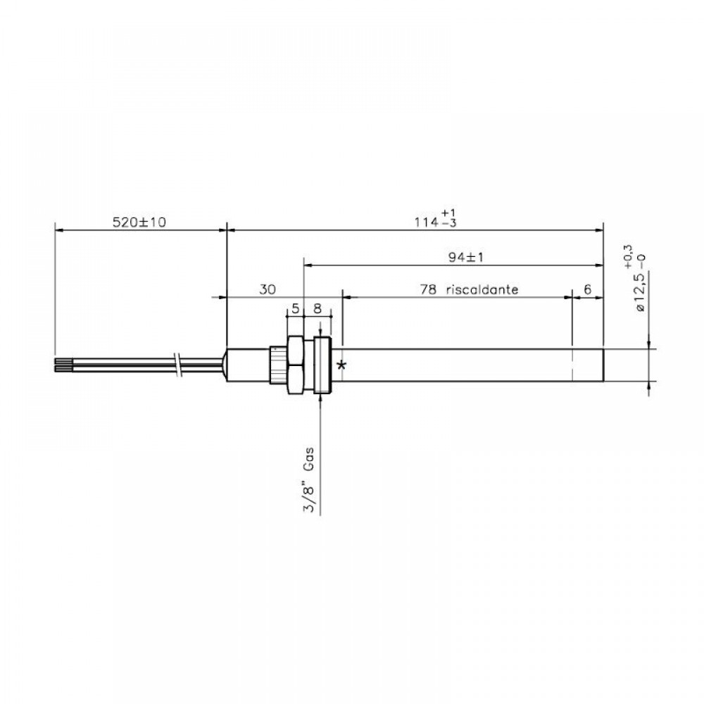 Bougie / Résistance pour les poêles à granulés Ecoteck, Ravelli et autres, longueur totale 114 mm, 250W | Bougie | Pièces détachées pour poêles à granulés |