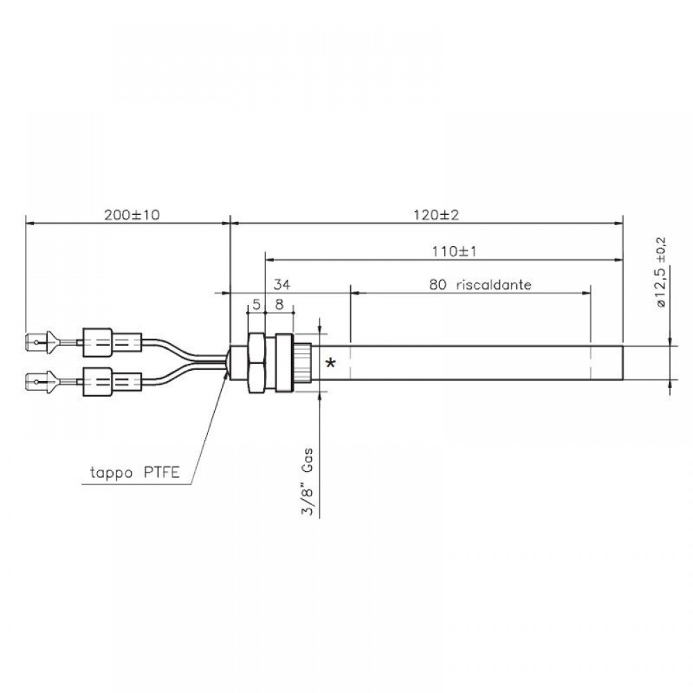 Bougie / Résistance pour poêles à granulés girolami, longueur totale 120 mm, 235W | Bougie | Pièces détachées pour poêles à granulés |