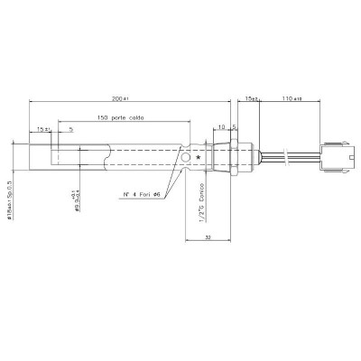Résistance pour brûleur à granulés Ferroli et d'autres, longueur totale 190mm, 350W - Résistances pour bruleurs à granulés
