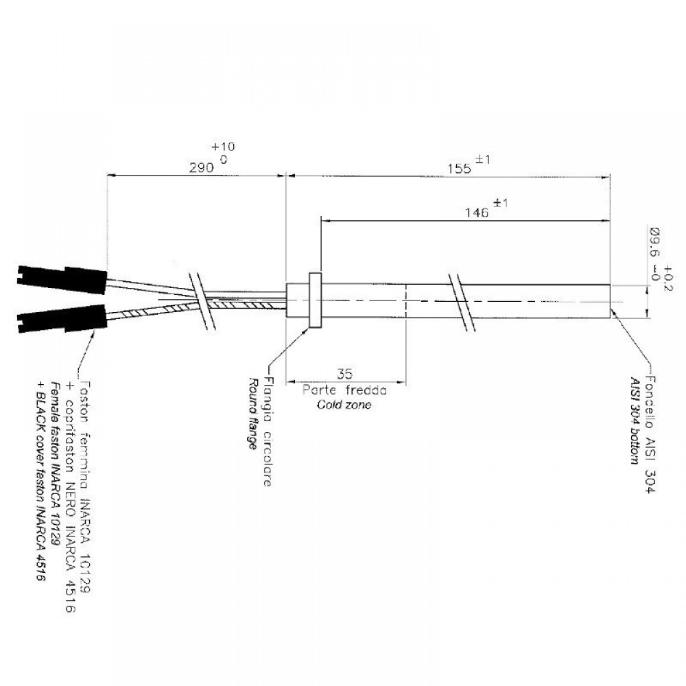 Bougie / Résistance pour les poêles à granulés Ecoforest et autres, longueur totale 155 mm, 250W | Bougie | Pièces détachées pour poêles à granulés |