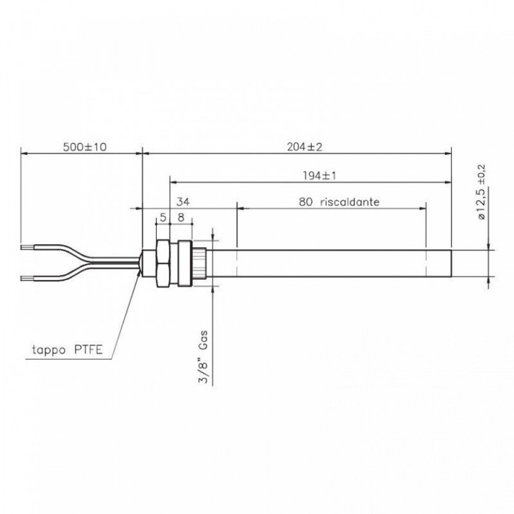 Bougie / Résistance pour les poêles à granulés, longueur totale 204 mm, 420W | Bougie | Pièces détachées pour poêles à granulés |
