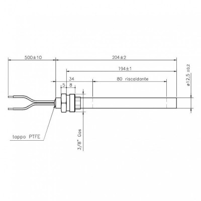 Bougie / Résistance pour les poêles à granulés Pasqualicchio, Clam et d'autres, longueur totale 204 mm, 420W - Bougie pour poêles à granulés