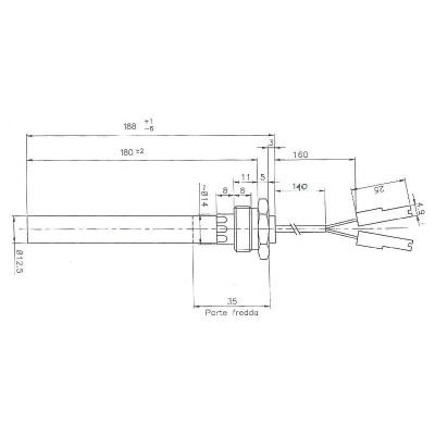 Bougie / Résistance pour les poêles à granulés Palazzetti et autres, longueur totale 188 mm, 350W - Bougie pour poêles à granulés