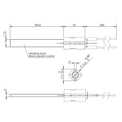 Bougie / Résistance avec cristal de quartz noir pour poêles à granulés Eco Spar, BURNiT, Palazzetti, VistaFlame, Whitfield, Lennox et d'autres, longueur totale 122 mm, 400W - Bougie pour poêles à granulés