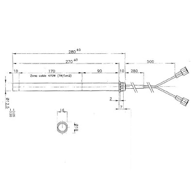 Bougie / Résistance pour poêles à granulés Edilkamin et autres, longueur totale 280 mm, 470W - Bougie pour poêles à granulés