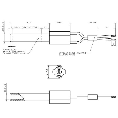 Bougie / Résistance céramique pour poêles à granulés Eco Spar, BURNiT, Ashley, Adler, AMG, Piazzetta et d'autres, longueur totale 102mm, 250W - Comparaison de produits