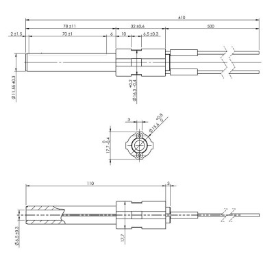 Bougie / Résistance céramique pour poêles à granulés BURNiT, Palazzetti et autres, longueur totale 113mm, 260W - Bougie pour poêles à granulés