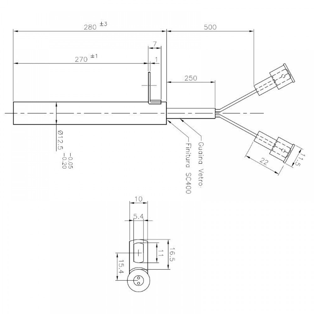 Bougie / Résistance pour poêles à granulés Edilkamin et autres, longueur totale 280mm, 470W | Bougie | Pièces détachées pour poêles à granulés |