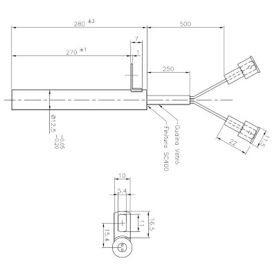 Bougie / Résistance pour poêles à granulés Edilkamin et autres, longueur totale 280mm, 470W - Bougie pour poêles à granulés