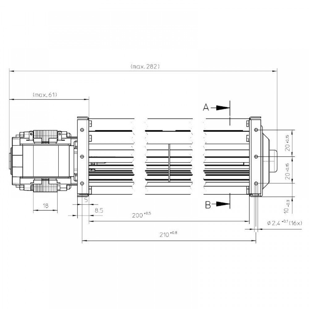 Ventilateur tangentiel EBM pour poêles à pellets La Nordica et autres avec Ø45 mm, Débit 106 m³/h | Ventilateurs et soufflantes | Pièces détachées pour poêles à granulés |