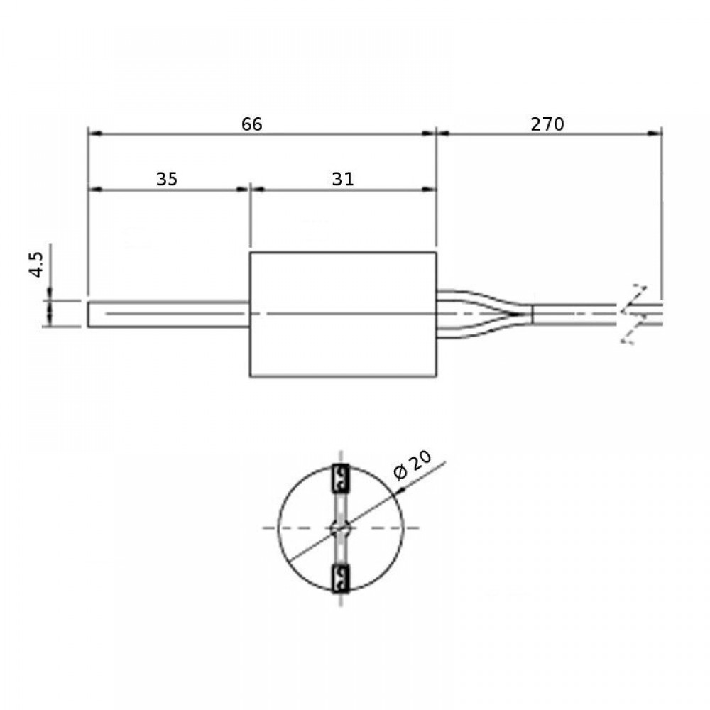 Bougie / Résistance basse tension pour poêles à granulés, longueur totale 66 mm, 90 - 100 W à 24 Volt AC | Bougie | Pièces détachées pour poêles à granulés |