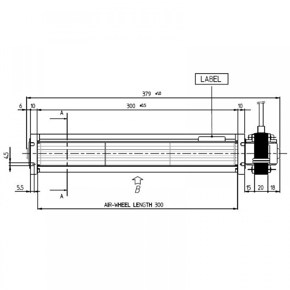 Ventilateur tangentiel de Ø45 mm, débit d'air de 180 m³/h | Ventilateurs et soufflantes | Pièces détachées pour poêles à granulés |