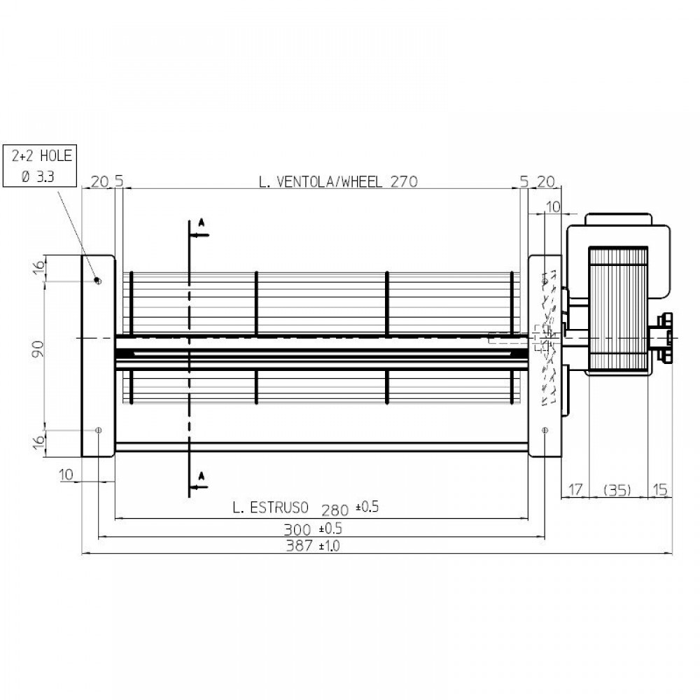 Ventilateur tangentiel de Ø80 mm, débit d'air de 305 m³/h | Ventilateurs et soufflantes | Pièces détachées pour poêles à granulés |