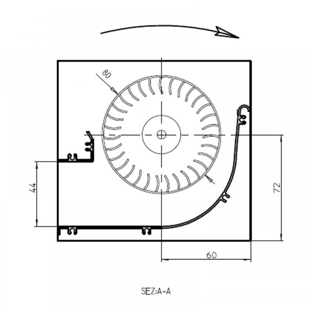 Ventilateur tangentiel de Ø80 mm, débit d'air de 305 m³/h | Ventilateurs et soufflantes | Pièces détachées pour poêles à granulés |