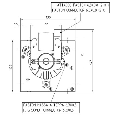 Ventilateur tangentiel Fergas pour poêles à granulés Cadel et autres de Ø80 mm, débit d'air de 305 m³/h - Pièces détachées pour poêles à granulés