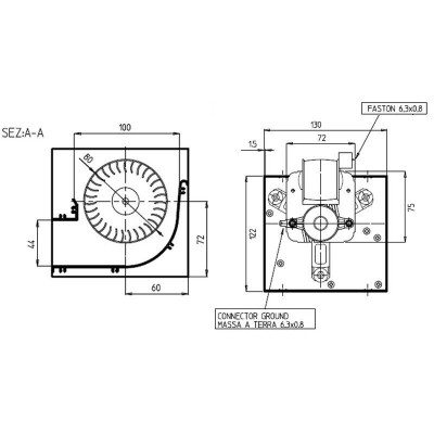 Ventilateur tangentiel pour poêles à granulés Prisma,de Ø80 mm, débit d'air de 250 m³/h - Pièces détachées pour poêles à granulés