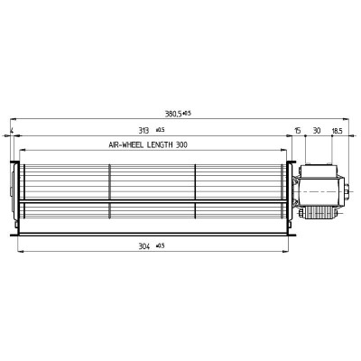 Ventilateur tangentiel Fergas pour poêles à granulés Anselmo Cola, Cadel, Ferroli, La Nordica et autres de Ø60 mm, débit d'air de 180 m³/h - Pièces détachées pour poêles à granulés