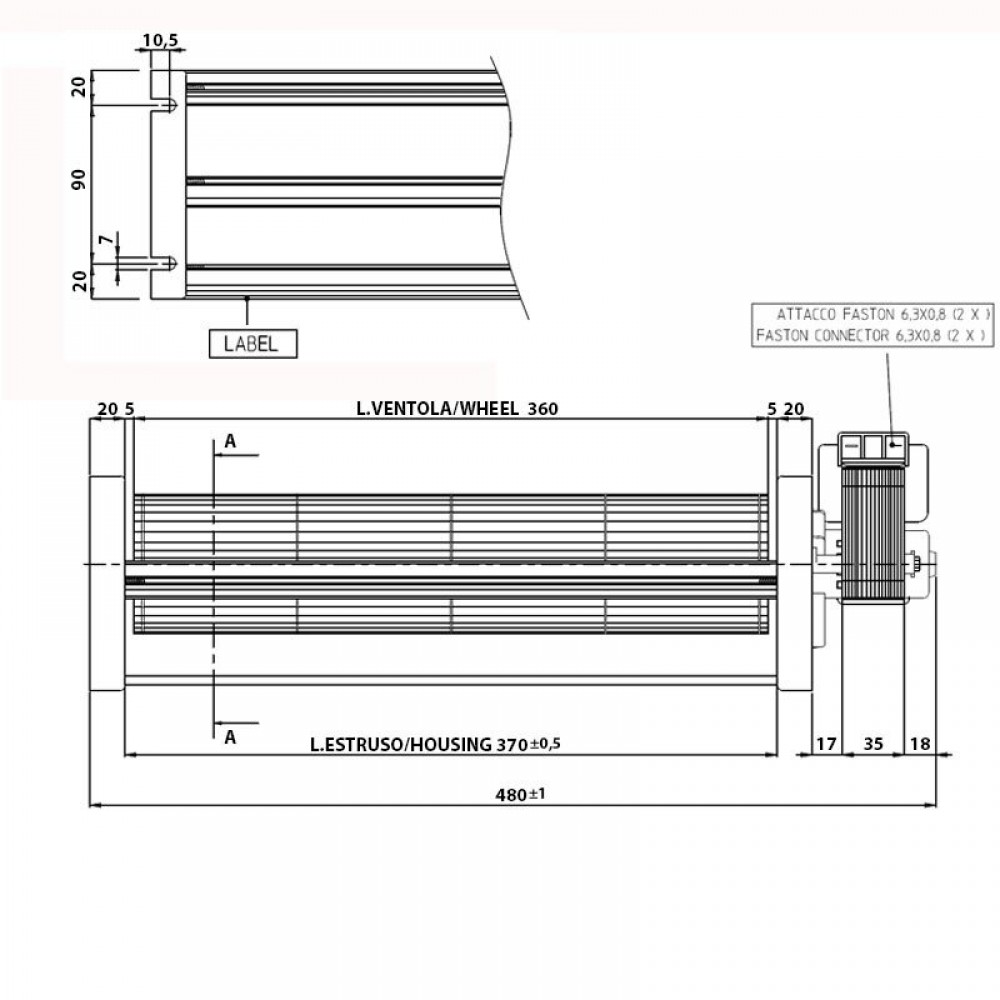 Ventilateur tangentiel pour poêles à granulés de Ø80 mm, débit d'air de 251-302 m³/h | Ventilateurs et soufflantes | Pièces détachées pour poêles à granulés |