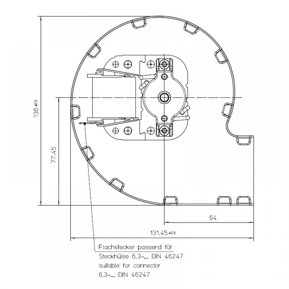 Ventilateur centrifuge EBM pour poêles à granulés, débit 95 m³/h | Ventilateurs et soufflantes | Pièces détachées pour poêles à granulés |