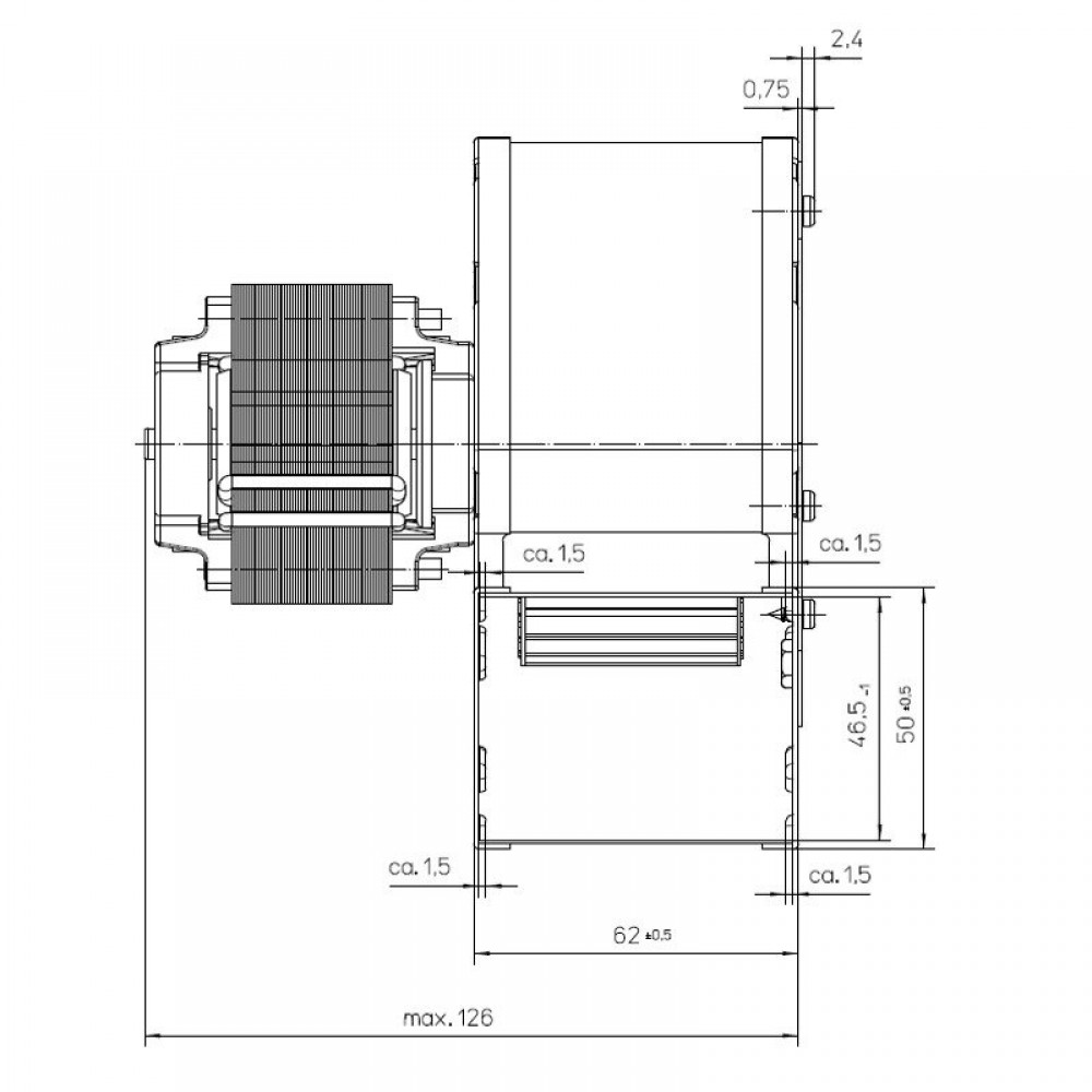 Ventilateur centrifuge EBM pour poêles à granulés, débit 95 m³/h | Ventilateurs et soufflantes | Pièces détachées pour poêles à granulés |