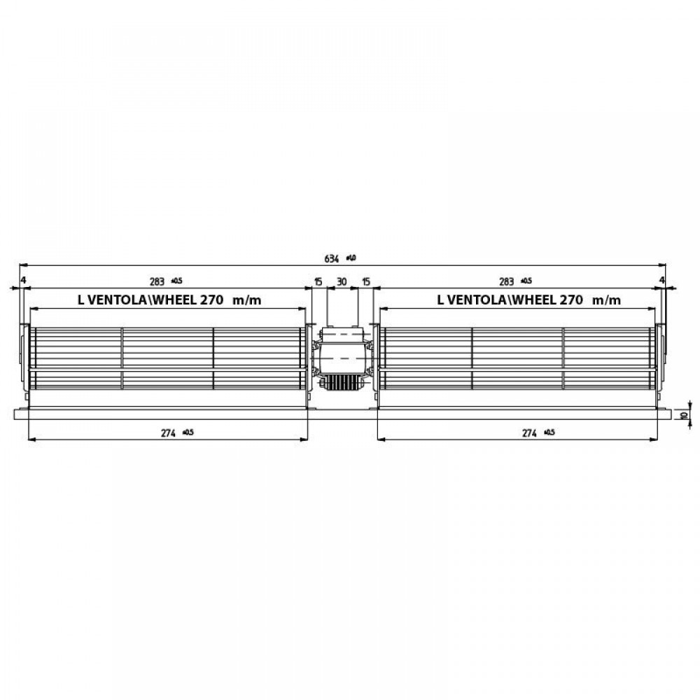 Ventilateur tangentiel double Fergas pour poêles à granulés, Ø60 mm, débit 248 m³/h | Ventilateurs et soufflantes | Pièces détachées pour poêles à granulés |