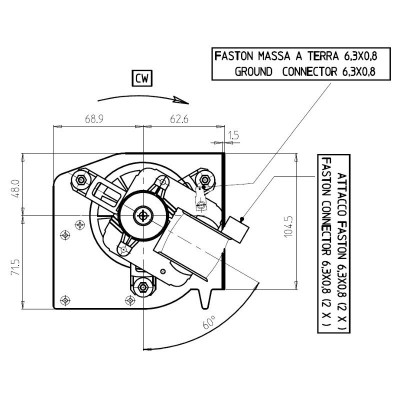 Ventilateur tangentiel double pour poêles à granulés Edilkamin avec Ø80 mm, débit 660 m³/h - Pièces détachées pour poêles à granulés