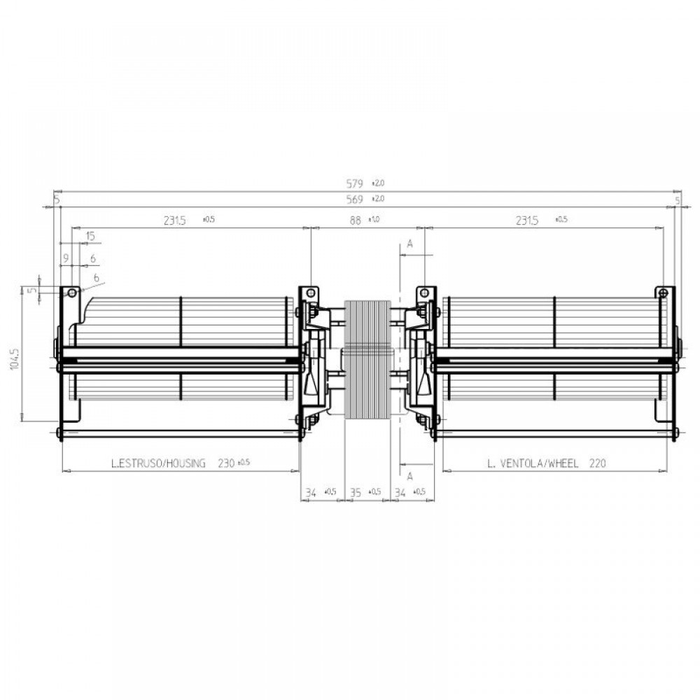 Ventilateur tangentiel double pour poêles à granulés Edilkamin avec Ø80 mm, débit 660 m³/h | Ventilateurs et soufflantes | Pièces détachées pour poêles à granulés |
