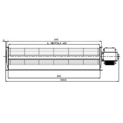Ventilateur tangentiel Fergas pour poêles à granulés Edilkamin, Cadel et d'autres,de Ø60 mm, débit d'air de 250 m³/h - Pièces détachées pour poêles à granulés