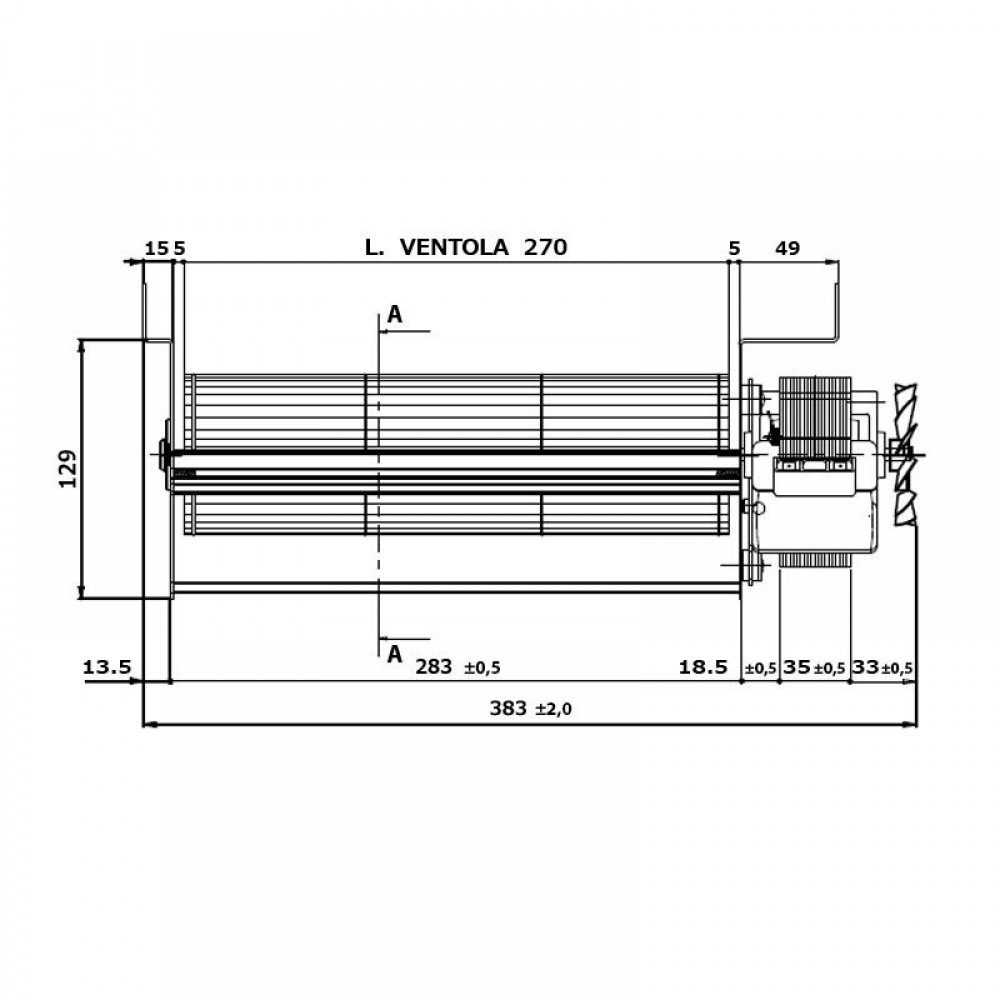 Ventilateur tangentiel Fergas pour poêles à granulés Edilkamin et autres de Ø80 mm, débit d'air de 337 m³/h | Ventilateurs et soufflantes | Pièces détachées pour poêles à granulés |