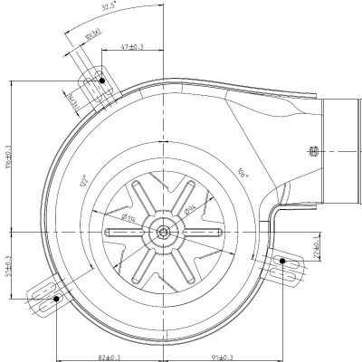 Extracteur de fumée EBM pour poêles à granulés Elite, Equation, Ferroli, Karmek One et autres, Débit d'air maximum 165 m³/h - EBM