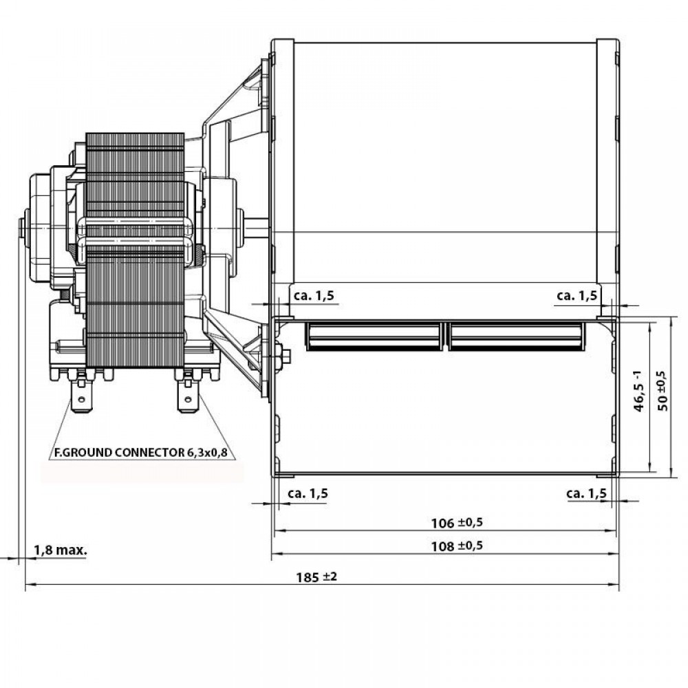 Ventilateur centrifuge EBM, débit 210 m³/h | Ventilateurs et soufflantes | Pièces détachées pour poêles à granulés |