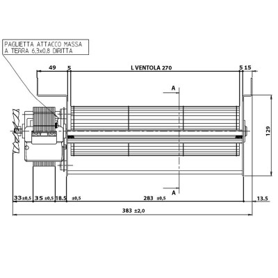 Ventilateur tangentiel Fergas pour Edilkamin, Italiana Camini et autres avec Ø80 mm, Débit 337 m³/h - Pièces détachées pour poêles à granulés