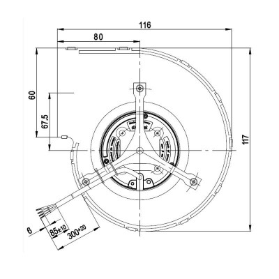 Ventilateur centrifuge EBM pour poêles à granulés Anselmo Cola, Cadel, Deville, Edilkamin, Evacalor, Ferroli, MCZ, Moretti Design, La Nordica, Palazzetti, Sicalor et autres, débit 390 m³/h - EBM