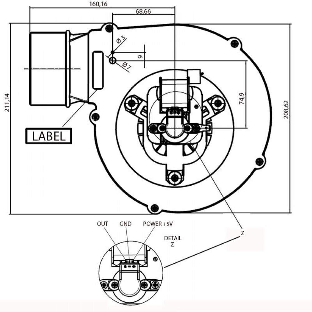 Extracteur de fumée Fergas, Débit d'air maximum 117 m³/h | Ventilateurs et soufflantes | Pièces détachées pour poêles à granulés |