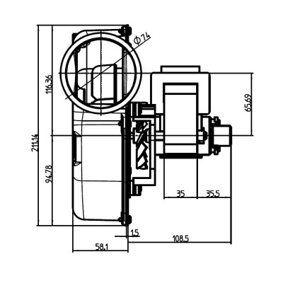 Extracteur de fumée Fergas 162 m³/h pour poêles à granulés Ecoteck, Ferroli, Ravelli, Sideros et autres - Ventilateurs et soufflantes pour poêles à granulés