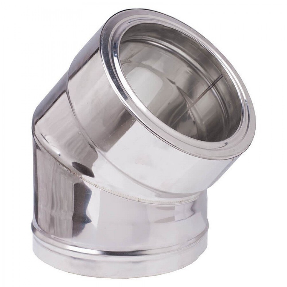 Coude tuyau de cheminée double 45° en acier inoxydable AISI 304, isolation, Ф80-130-Ф300-350 | Conduits double de cheminée | Cheminée |