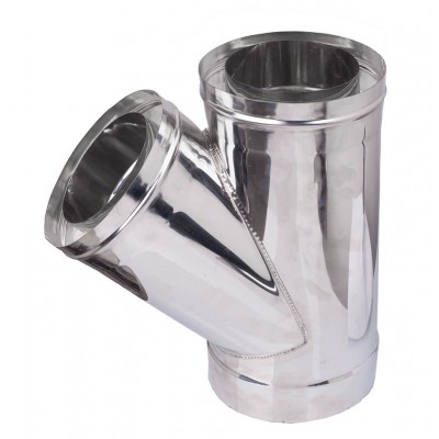 Té conduit de cheminée double avec chapeau 135°, isolation, acier inoxydable AISI 304, Ф80-130-Ф300-350 - Conduits de cheminée